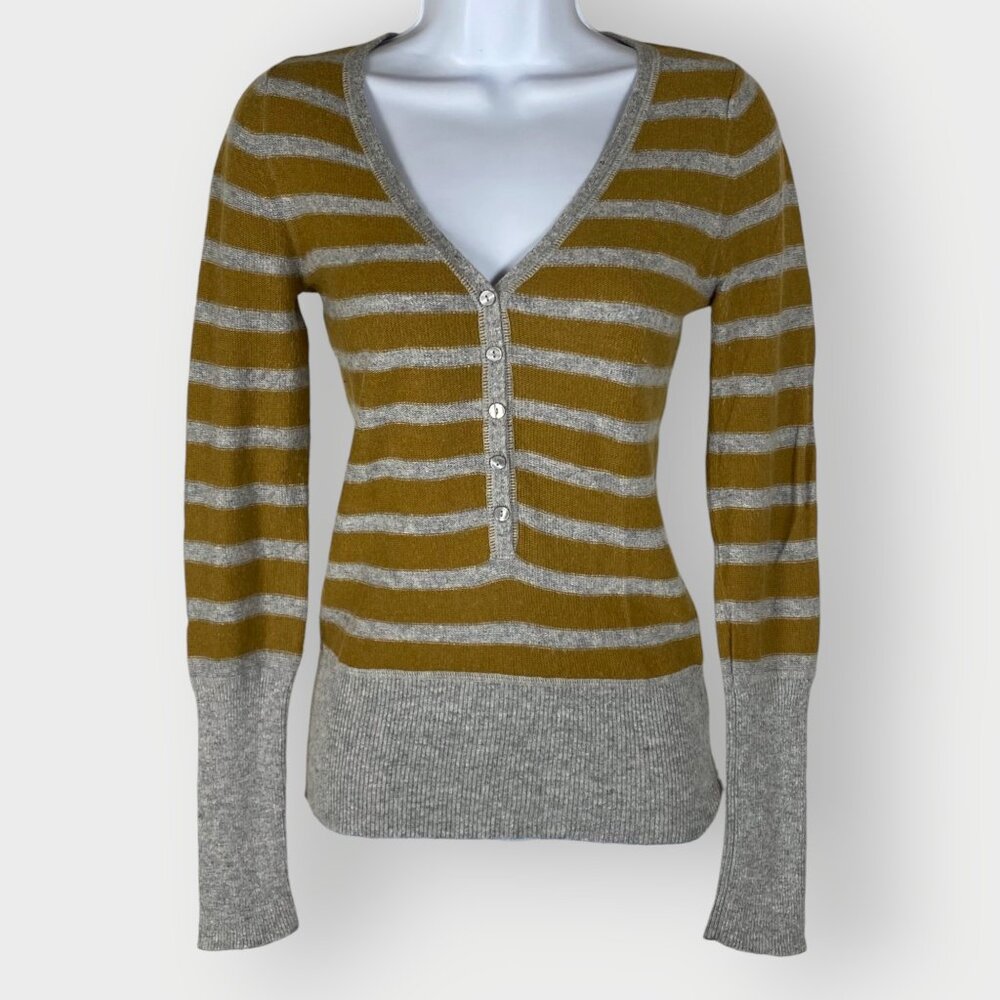 Vtg Y2K Henley Top | S | Striped Angora Blend | Bella Swan Elena Gilbert